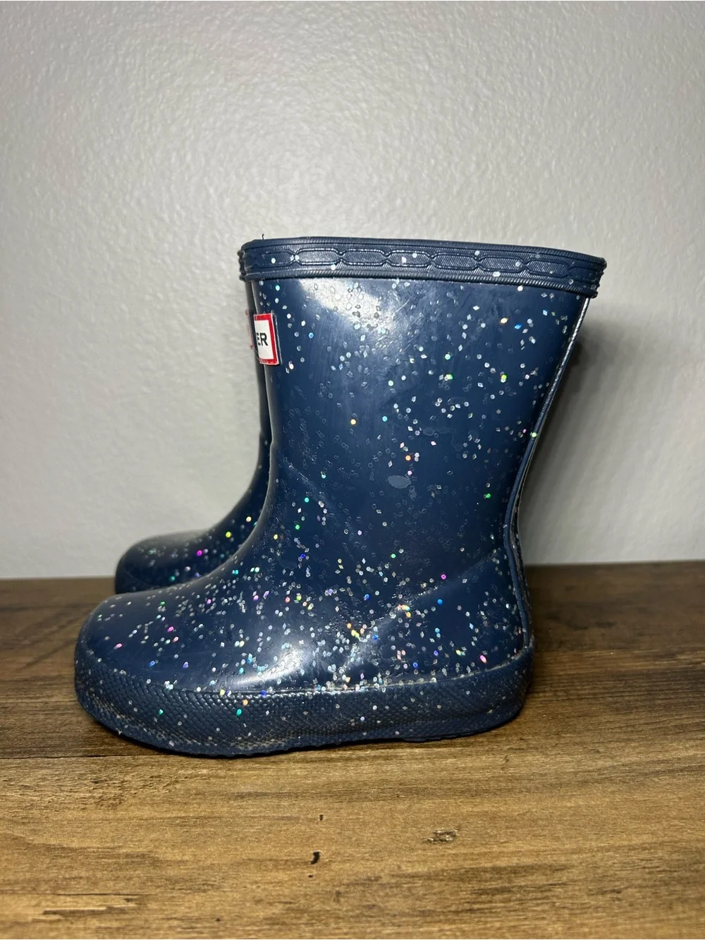 Hunter Kids Navy Glitter Rain Boots